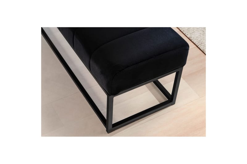 Bänk Wohnling sammet klädd modern vadderad elegant metallram Svart - Svart - Möbler - Stolar & fåtöljer - Sittbänk - Hallbänk