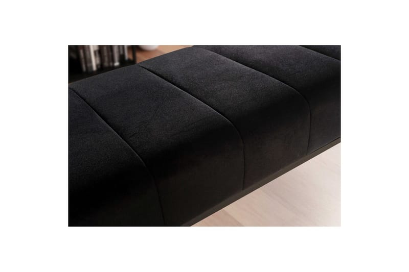 Bänk Wohnling sammet klädd modern vadderad elegant metallram Svart - Svart - Möbler - Stolar & fåtöljer - Sittbänk - Hallbänk