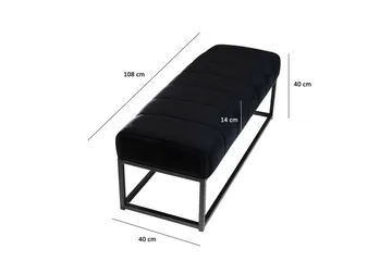 Bänk Wohnling sammet klädd modern vadderad elegant metallram Svart - Svart - Möbler - Stolar & fåtöljer - Sittbänk - Hallbänk