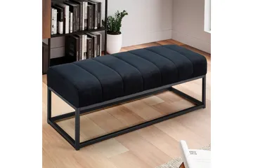 Bänk Wohnling sammet klädd modern vadderad elegant metallram Svart - Svart - Möbler - Stolar & fåtöljer - Sittbänk - Hallbänk