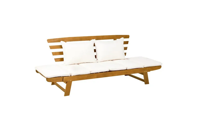 Bänk Portici Ljus trä, vit - Ljus trä, vit - Utemöbler - Utesoffa - Trädgårdsbänk & utebänk