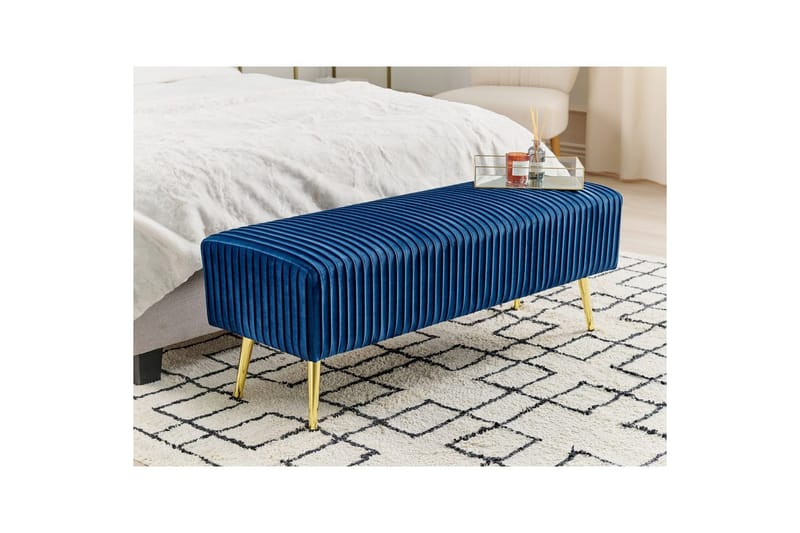 Bänk Paterson Blå/guld - Blå/guld - Möbler - Stolar & fåtöljer - Sittbänk - Hallbänk