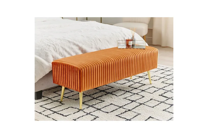 Bänk Paterson Orange/guld - Orange/guld - Möbler - Stolar & fåtöljer - Sittbänk - Hallbänk