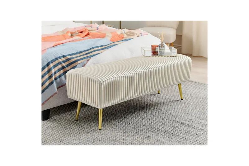 Bänk Paterson Vitt/guld - Vitt/guld - Möbler - Stolar & fåtöljer - Sittbänk - Hallbänk