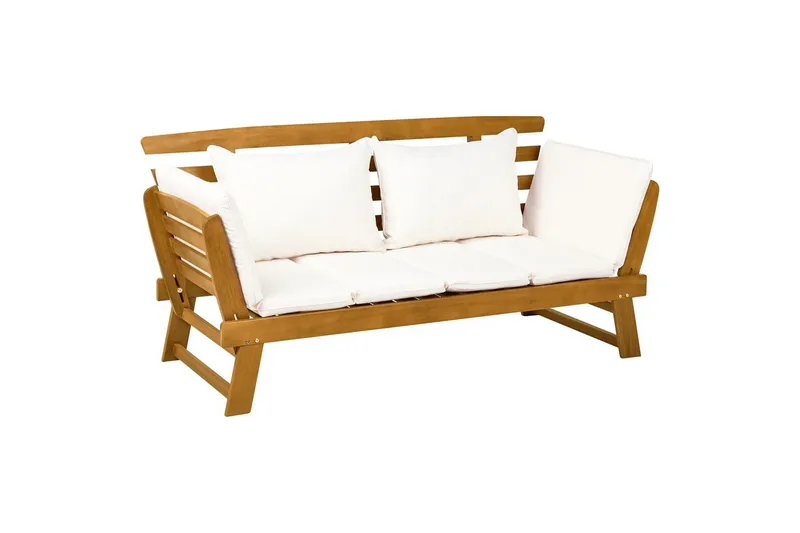 Bänk Portici Ljus trä, vit - Ljus trä, vit - Utemöbler - Utesoffa - Trädgårdsbänk & utebänk