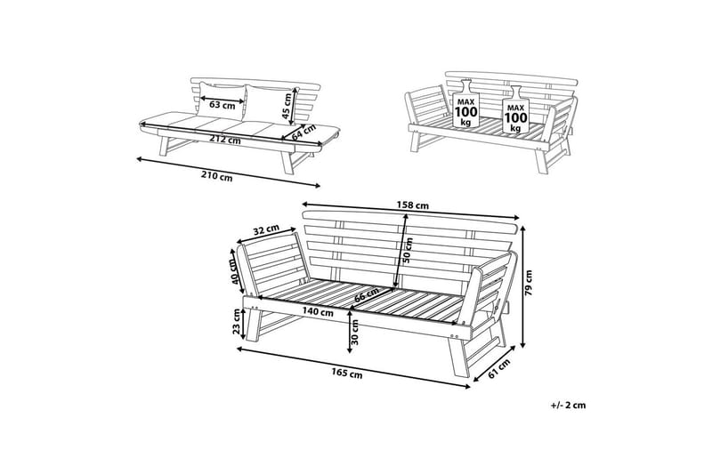 Bänk Portici Mörk trä, vit - Mörk trä, vit - Utemöbler - Utesoffa - Trädgårdsbänk & utebänk