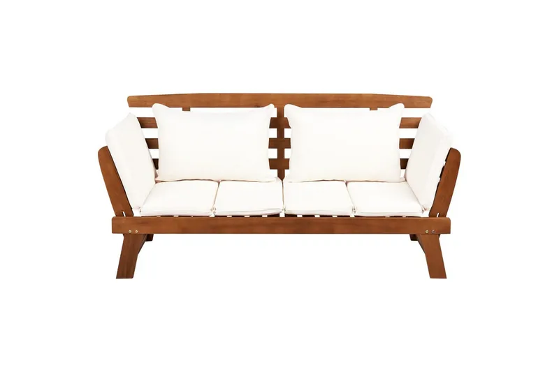 Bänk Portici Mörk trä, vit - Mörk trä, vit - Utemöbler - Utesoffa - Trädgårdsbänk & utebänk