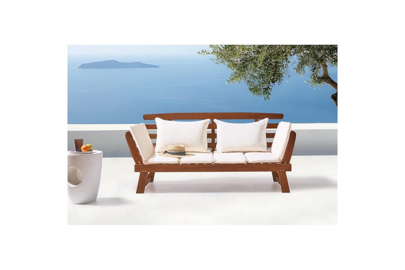 Bänk Portici Mörk trä, vit - Mörk trä, vit - Utemöbler - Utesoffa - Trädgårdsbänk & utebänk