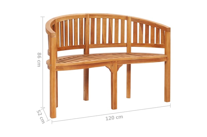 Bananbänk 120 cm massiv teak - Brun - Sittbänk - Bänk med ryggstöd