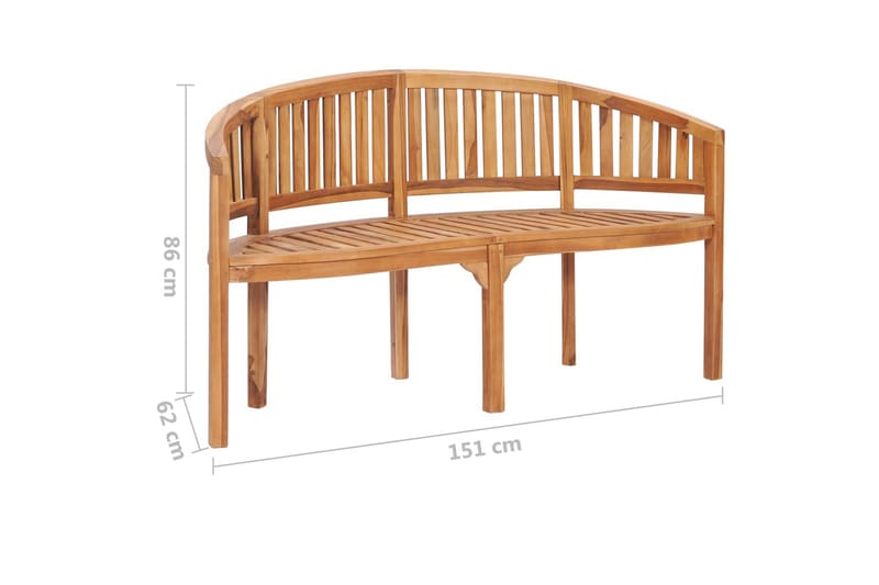 Bananbänk 151 cm massiv teak - Brun - Sittbänk - Bänk med ryggstöd