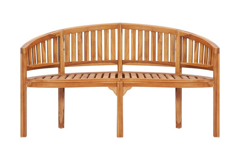 Bananbänk 151 cm massiv teak - Brun - Sittbänk - Bänk med ryggstöd