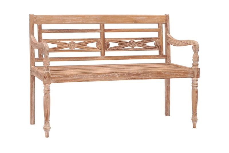 Bataviabänk 120 cm vitkalkad finish massiv teak - Brun - Möbler - Stolar & fåtöljer - Sittbänk