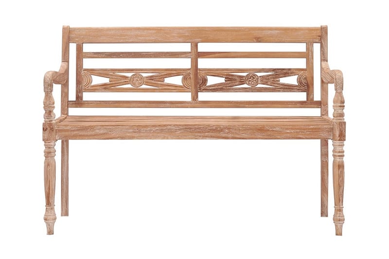 Bataviabänk 120 cm vitkalkad finish massiv teak - Brun - Möbler - Stolar & fåtöljer - Sittbänk