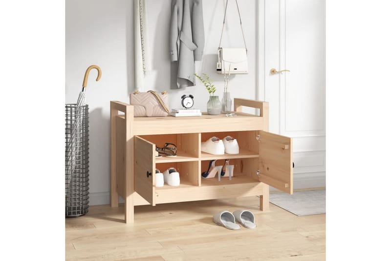 beBasic Skobänk 80x40x60 cm massiv furu - Brown - Möbler - Stolar & fåtöljer - Sittbänk - Skobänk & skohylla med bänk