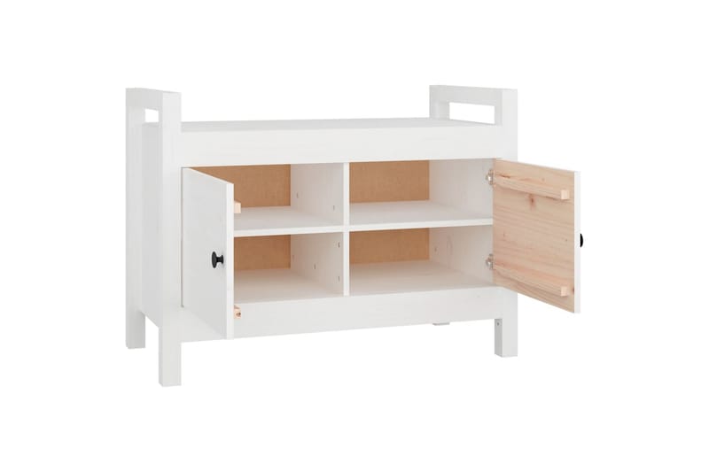 beBasic Skobänk vit 80x40x60 cm massiv furu - White - Hallförvaring - Skobänk & skohylla med bänk