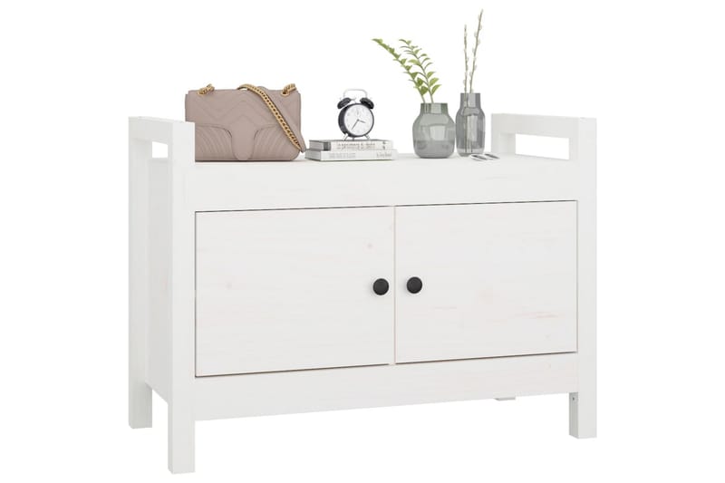 beBasic Skobänk vit 80x40x60 cm massiv furu - White - Hallförvaring - Skobänk & skohylla med bänk