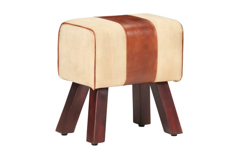 Bockbänk 38 cm brun äkta skinn och massivt mangoträ - Brun - Möbler - Stolar & fåtöljer - Sittbänk - Hallbänk