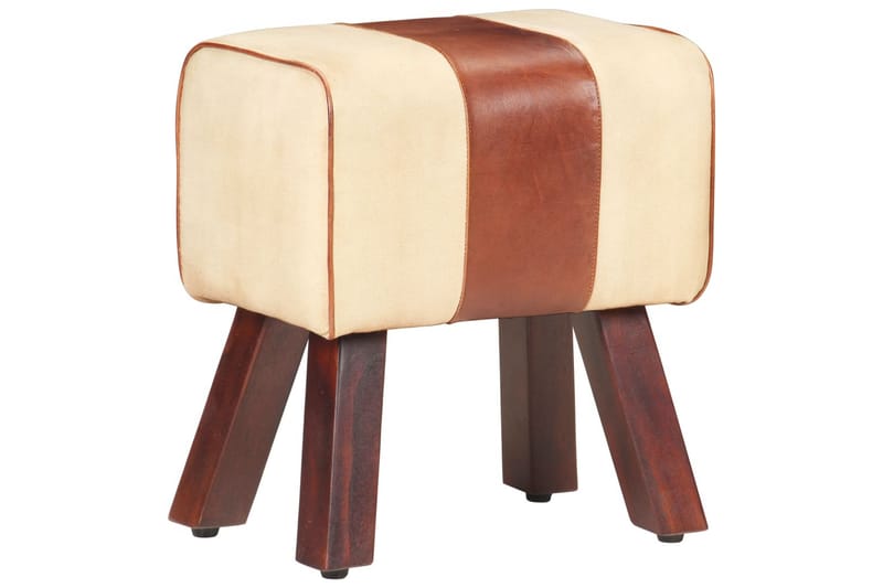 Bockbänk 38 cm brun äkta skinn och massivt mangoträ - Brun - Möbler - Stolar & fåtöljer - Sittbänk - Hallbänk
