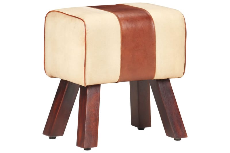 Bockbänk 38 cm brun äkta skinn och massivt mangoträ - Brun - Möbler - Stolar & fåtöljer - Sittbänk - Hallbänk