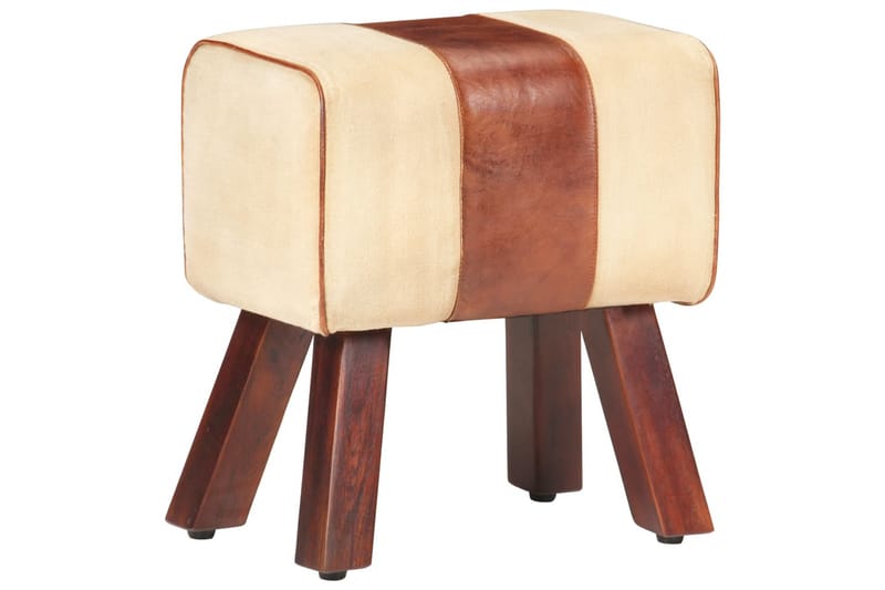 Bockbänk 38 cm brun äkta skinn och massivt mangoträ - Brun - Möbler - Stolar & fåtöljer - Sittbänk - Hallbänk