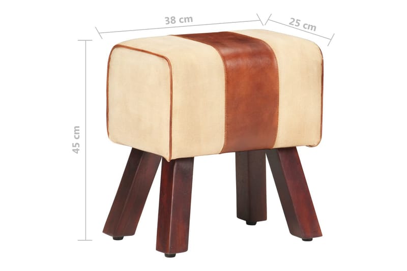 Bockbänk 38 cm brun äkta skinn och massivt mangoträ - Brun - Möbler - Stolar & fåtöljer - Sittbänk - Hallbänk