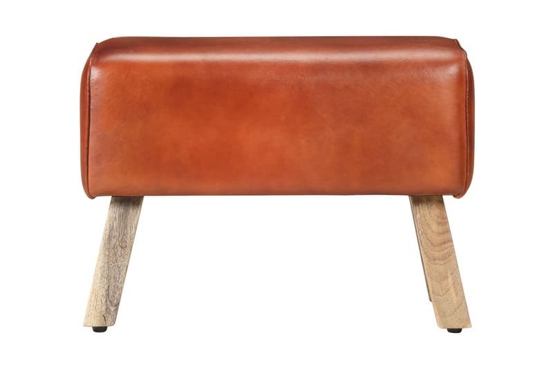 Bockbänk 58 cm brun äkta skinn och massivt mangoträ - Brun - Möbler - Stolar & fåtöljer - Sittbänk - Hallbänk