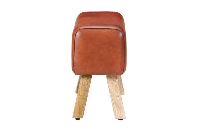 Bockbänk 58 cm brun äkta skinn och massivt mangoträ - Brun - Möbler - Stolar & fåtöljer - Sittbänk - Hallbänk