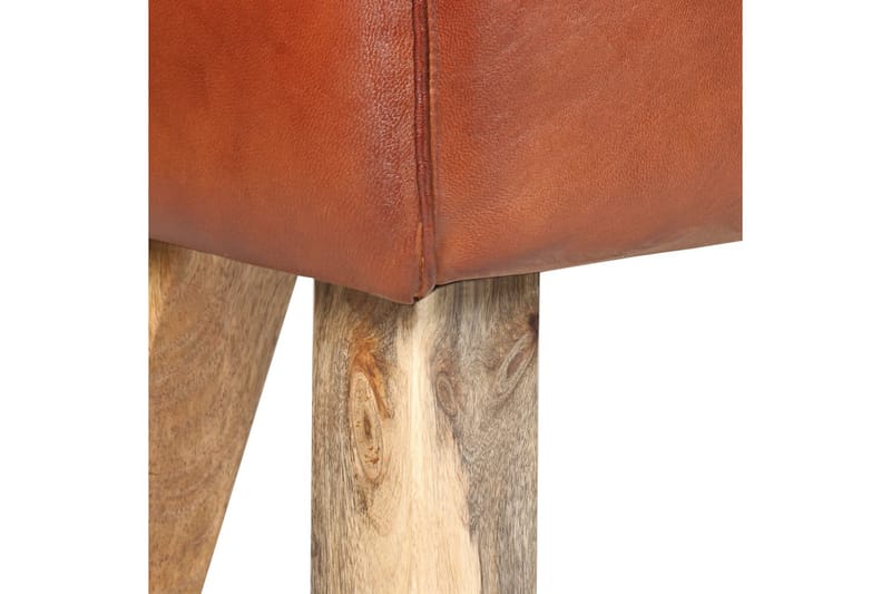 Bockbänk 58 cm brun äkta skinn och massivt mangoträ - Brun - Möbler - Stolar & fåtöljer - Sittbänk - Hallbänk