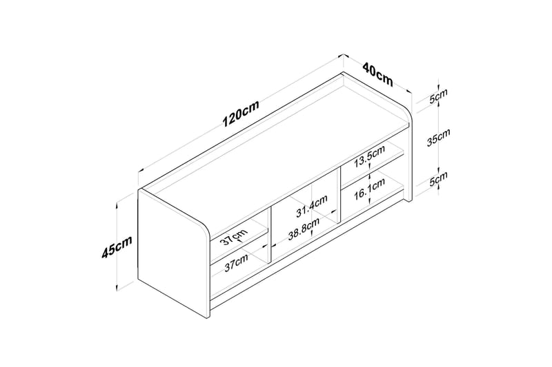 Caraway Skobänk 120x45 cm Vit/Brun - Hanah Home - Möbler - Stolar & fåtöljer - Sittbänk - Skobänk & skohylla med bänk