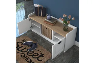 Caraway Skobänk 120x45 cm Vit/Brun - Hanah Home - Möbler - Stolar & fåtöljer - Sittbänk - Skobänk & skohylla med bänk