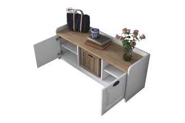 Caraway Skobänk 120x45 cm Vit/Brun - Hanah Home - Möbler - Stolar & fåtöljer - Sittbänk - Skobänk & skohylla med bänk