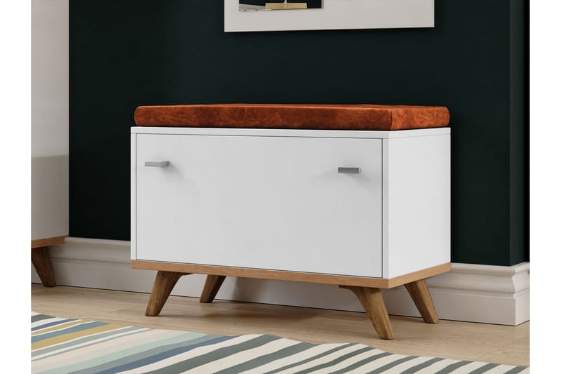 Cheshunt Sittbänk med förvaring - Vit/Ek - Möbler - Stolar & fåtöljer - Sittbänk - Hallbänk - Hallbänk med förvaring