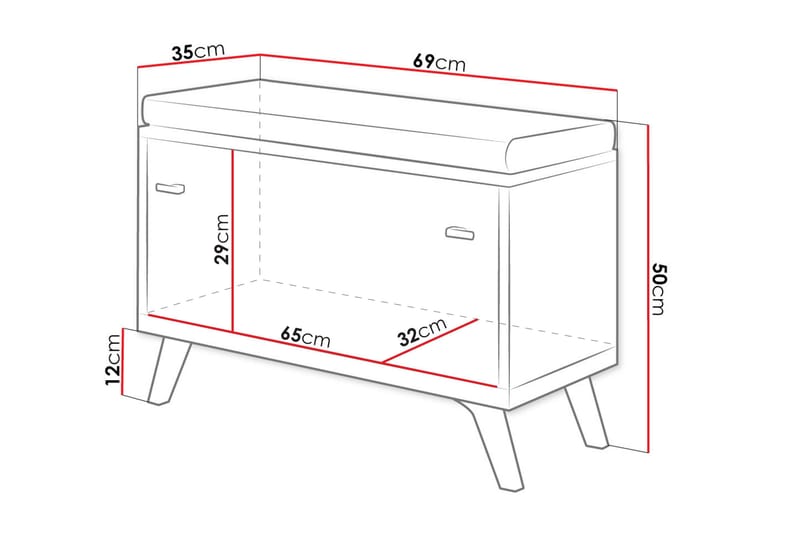 Cheshunt Sittbänk med förvaring - Vit/Ek - Möbler - Stolar & fåtöljer - Sittbänk - Hallbänk - Hallbänk med förvaring