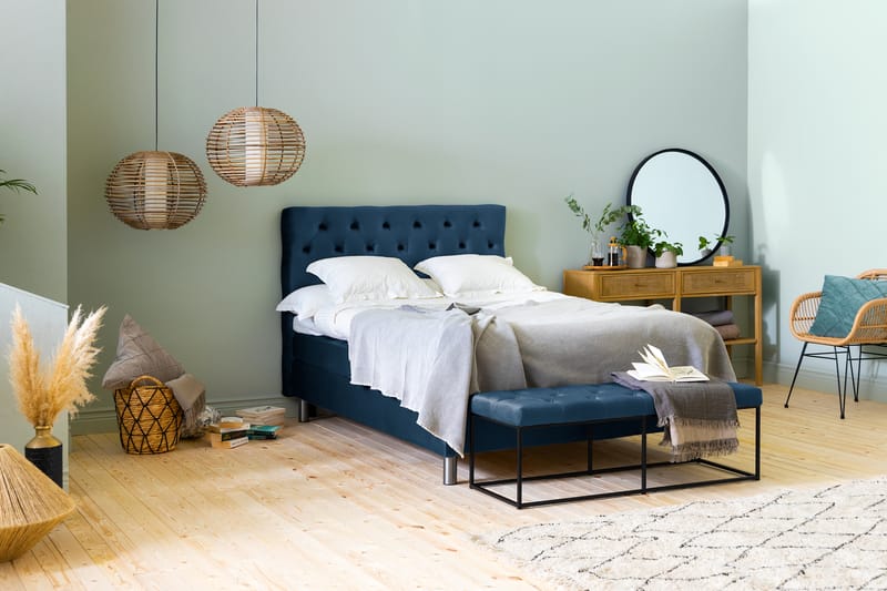 Ella Sittbänk 120cm Djuphäftad - Blå/Sammet - Möbler - Stolar & fåtöljer - Sittbänk - Hallbänk