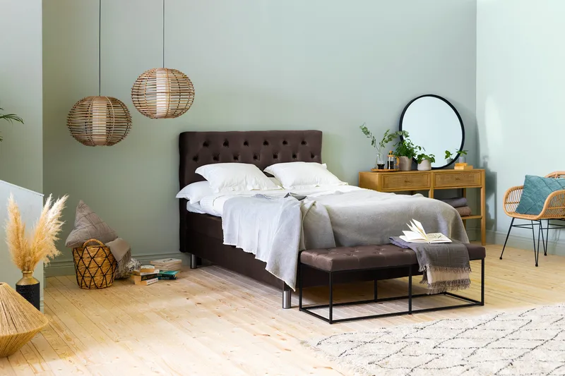 Ella Sittbänk 120cm Djuphäftad - Brun/Sammet - Möbler - Stolar & fåtöljer - Sittbänk - Hallbänk