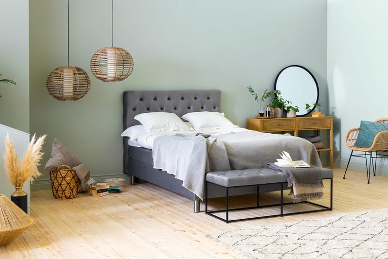 Ella Sittbänk 120cm Djuphäftad - Grå/Sammet - Möbler - Stolar & fåtöljer - Sittbänk - Hallbänk