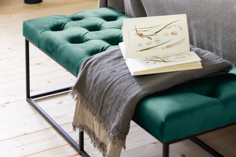 Ella Sittbänk 120cm Djuphäftad - Grön/Sammet - Möbler - Stolar & fåtöljer - Sittbänk - Hallbänk