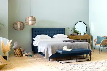 Ella Sittbänk 120cm Rutig - Blå/Sammet - Möbler - Stolar & fåtöljer - Sittbänk - Hallbänk