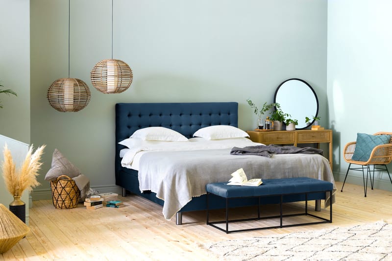 Ella Sittbänk 120cm Rutig - Blå/Sammet - Möbler - Stolar & fåtöljer - Sittbänk - Hallbänk