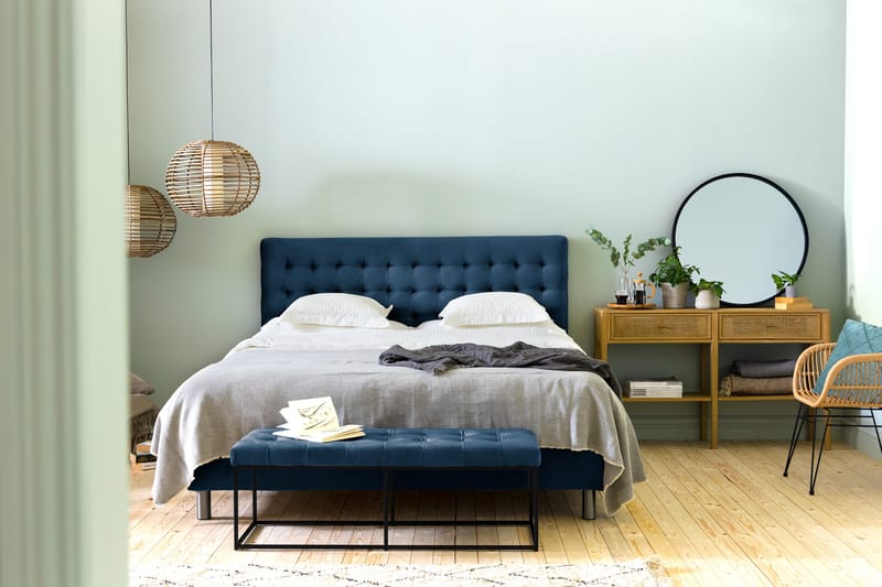 Ella Sittbänk 120cm Rutig - Blå/Sammet - Möbler - Stolar & fåtöljer - Sittbänk - Hallbänk