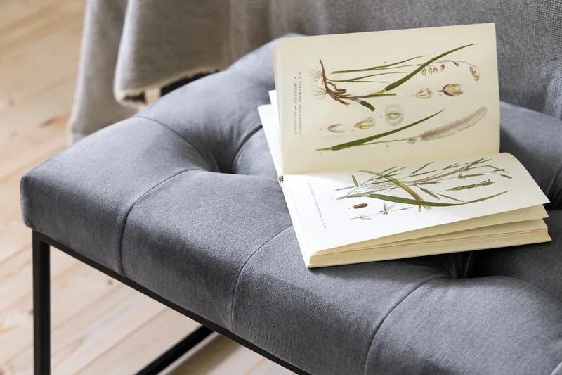 Ella Sittbänk 120cm Rutig - Grå/Sammet - Möbler - Stolar & fåtöljer - Sittbänk - Hallbänk