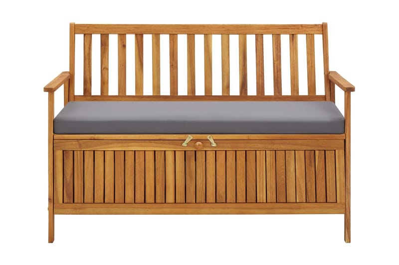 Förvaringsbänk 120 cm massivt akaciaträ - Grå - Möbler - Stolar & fåtöljer - Sittbänk - Sittbänk med förvaring