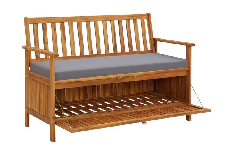 Förvaringsbänk 120 cm massivt akaciaträ - Grå - Möbler - Stolar & fåtöljer - Sittbänk - Sittbänk med förvaring