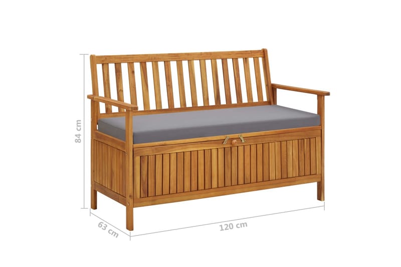 Förvaringsbänk 120 cm massivt akaciaträ - Grå - Möbler - Stolar & fåtöljer - Sittbänk - Sittbänk med förvaring