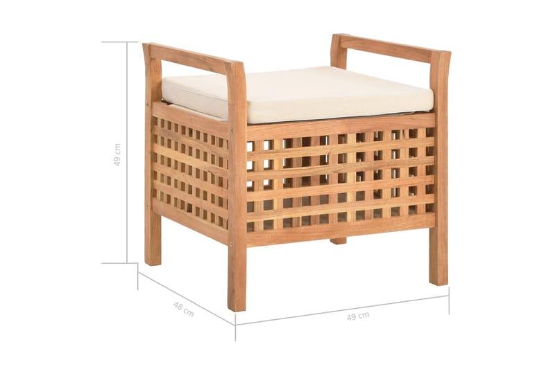 Förvaringsbänk 49x48x49 cm massivt valnötsträ - Brun - Möbler - Stolar & fåtöljer - Sittbänk - Hallbänk - Hallbänk med förvaring