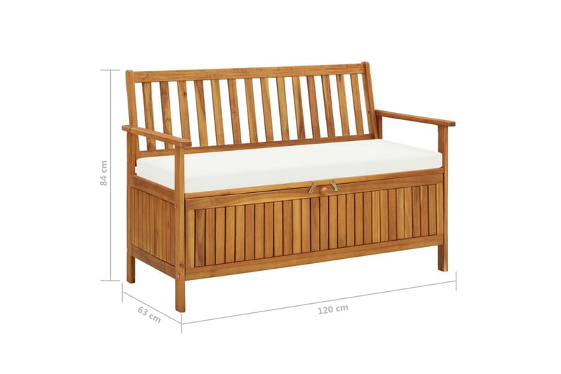 Förvaringsbänk för trädgården akaciaträ 120x63x84 cm - Brun - Möbler - Stolar & fåtöljer - Sittbänk - Sittbänk med förvaring