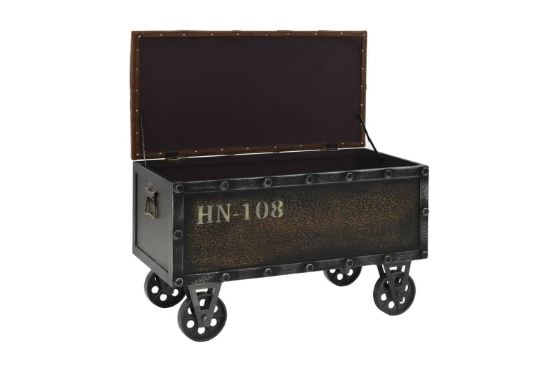Förvaringsbänk massivt trä och konstläder 80,5x41x50 cm - Brun - Möbler - Stolar & fåtöljer - Sittbänk - Hallbänk - Hallbänk med förvaring