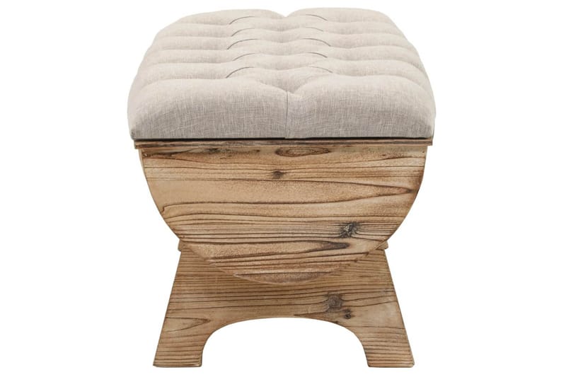 Förvaringsbänk massivt trä och tyg 103x51x44 cm - Vit - Möbler - Stolar & fåtöljer - Sittbänk - Hallbänk - Hallbänk med förvaring