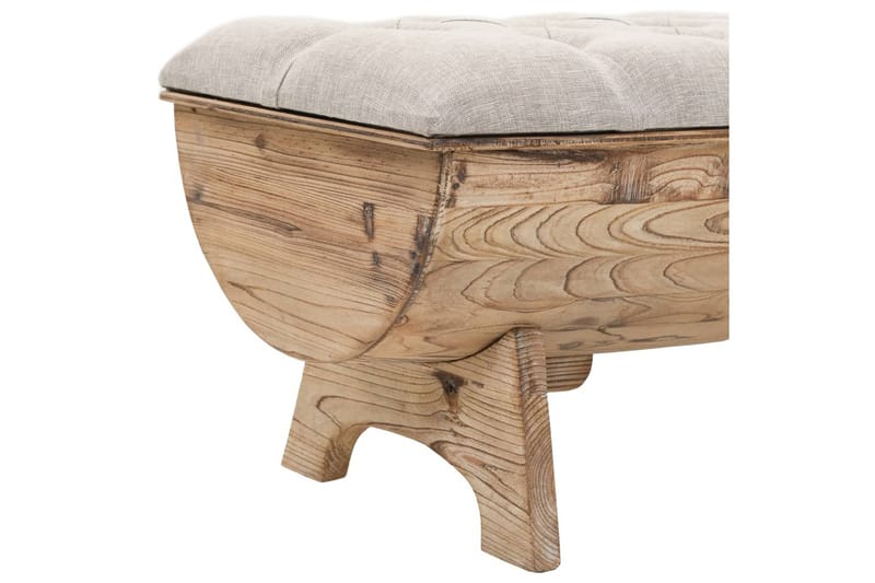 Förvaringsbänk massivt trä och tyg 103x51x44 cm - Vit - Möbler - Stolar & fåtöljer - Sittbänk - Hallbänk - Hallbänk med förvaring