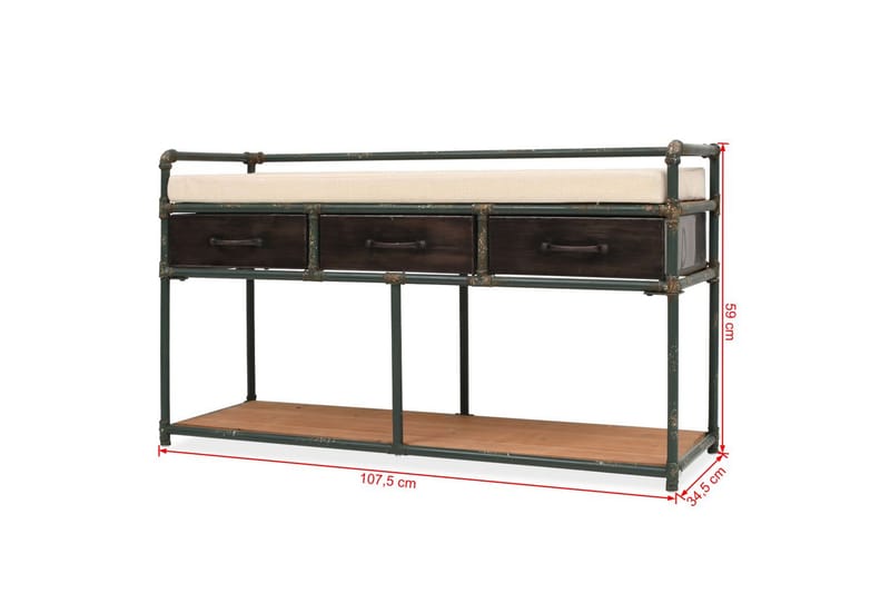 Förvaringsbänk med dyna 107,5x34,5x59 cm - Flerfärgad - Möbler - Stolar & fåtöljer - Sittbänk - Hallbänk - Hallbänk med förvaring